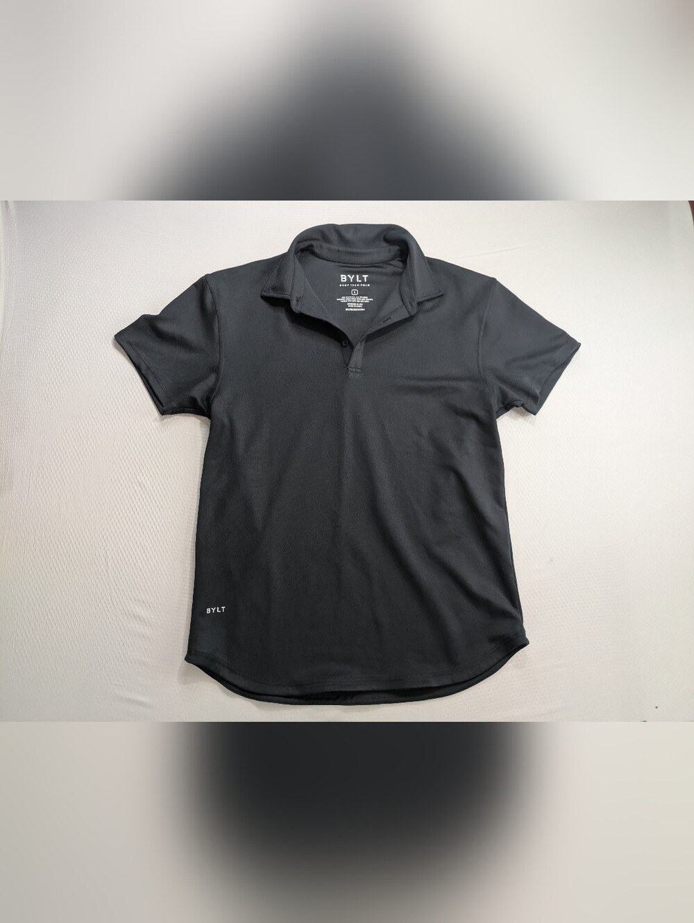BYLT Basics Drop Tech Polo Shirt Mens L Black Stretch Performance Golf Tennis